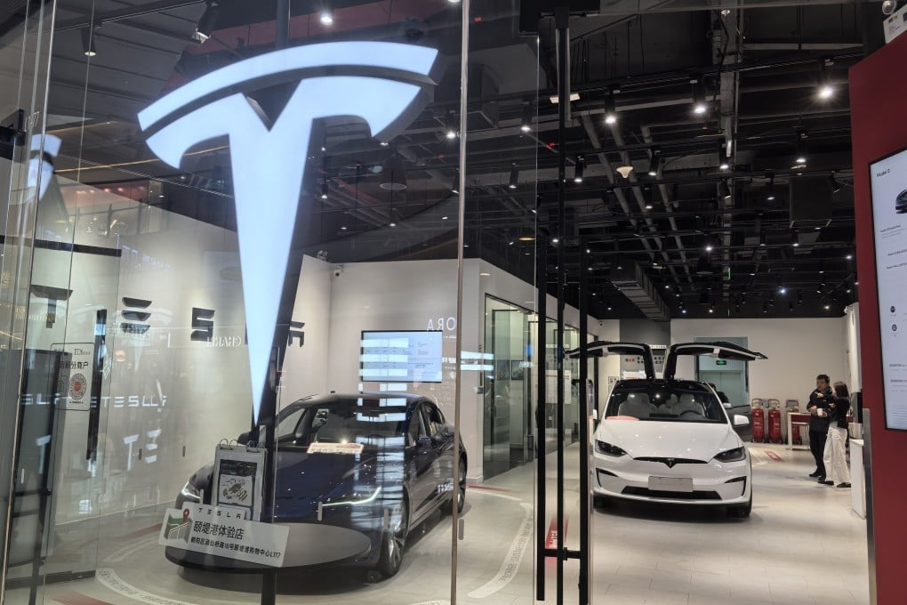 Tesla cars for sale in Beijing. Photo: Simon Song