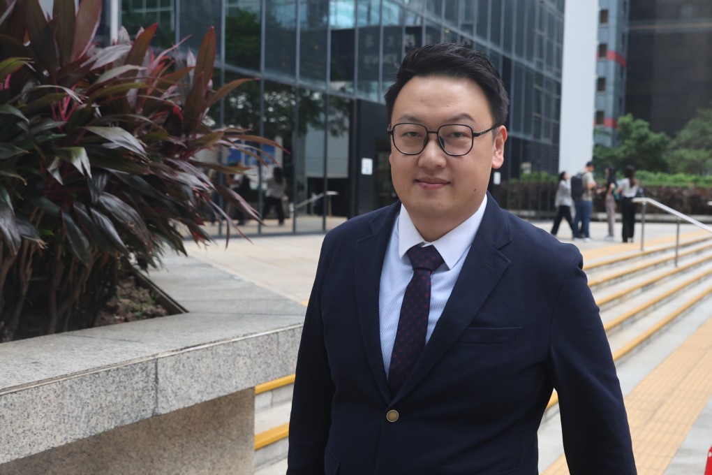 Yuen Long district councillor Sei Chun-hing leaves the District Court in Wan Chai. Photo: 
Edmond So