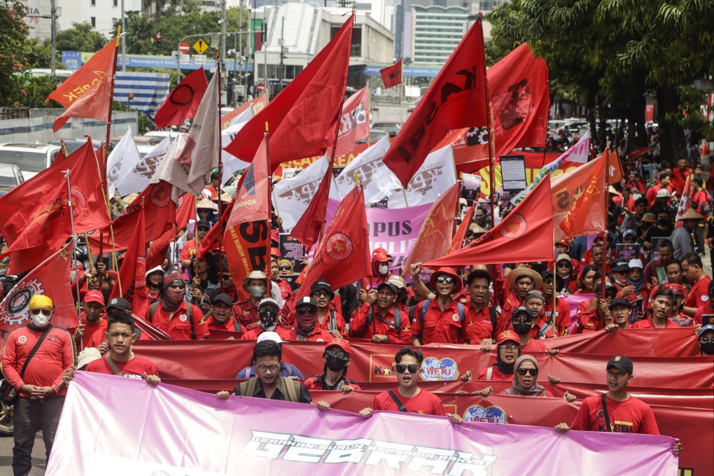 Indonesian workers shout slogans during a protest against police violence in Jakarta on September 4. Photo: EPA