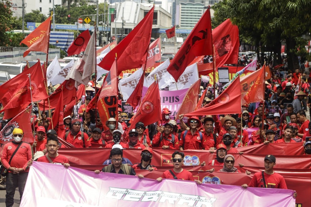 Indonesian workers shout slogans during a protest against police violence in Jakarta on September 4. Photo: EPA