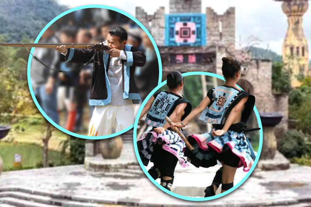 The White Trousers Yao tribe, China’s last legally armed tribe, is known for its unique dress and customs, and men are allowed to carry guns for hunting. Photo: SCMP composite/Baidu/Douyin/gx.cri.cn