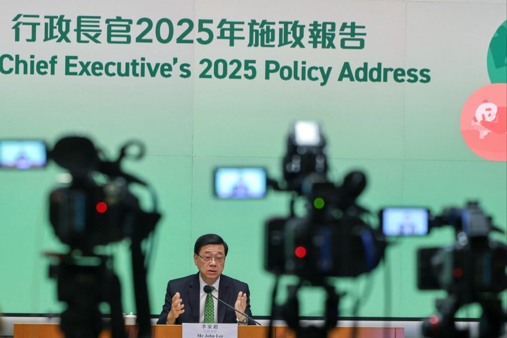 Chief Executive John Lee Ka-chiu attends a press conference to explain his latest policy address at the government’s headquarters in Tamar, Admiralty, on September 17. Photo: Nora Tam