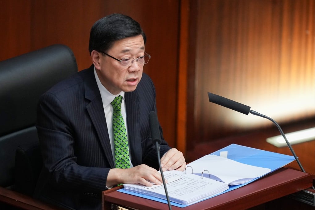 John Lee spoke for nearly three hours in the Legislative Council on Wednesday. Photo: Sam Tsang