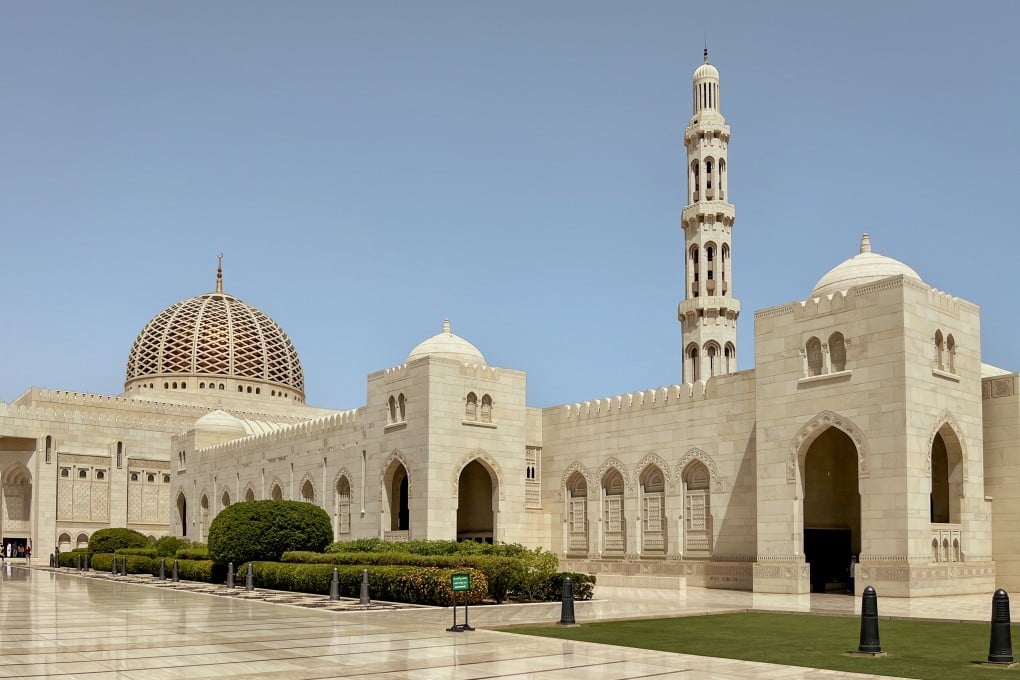 The Sultan Qaboos Grand Mosque in Muscat, Oman, boasts Moroccan and Iranian design influences. Photo: Peter Neville-Hadley