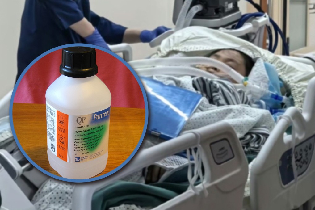 A 52-year-old woman in China died five days after she stepped on a discarded container of hydrofluoric acid during a morning stroll. Photo: SCMP composite/Sina/Wikipedia