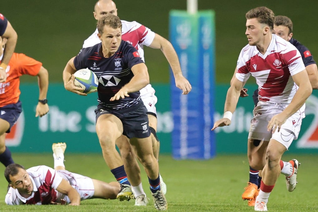 Seb Brien on the charge for Hong Kong in Dubai during last year’s Challenger Series. Photo: World Rugby