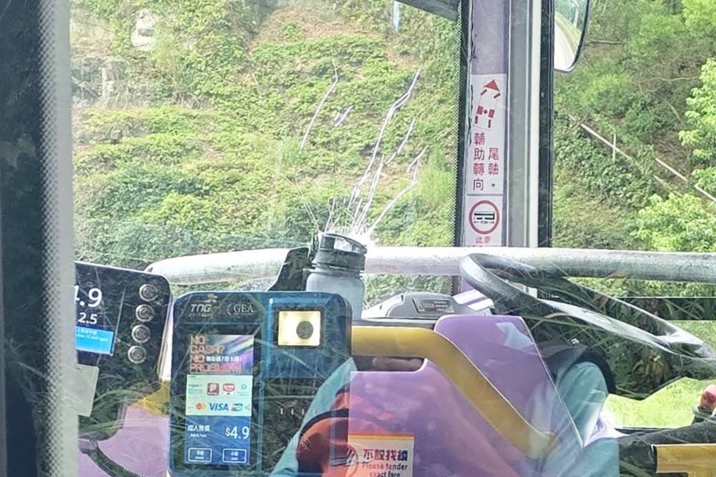A pole pierced through the windscreen and hit the left side of Lo’s chest on Monday. Photo: Handout