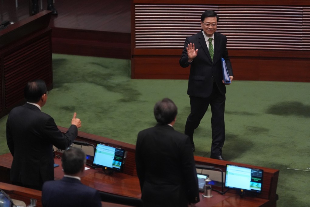 Chief Executive John Lee leaves the Legco chamber after delivering his fourth policy address. Photo: Elson Li