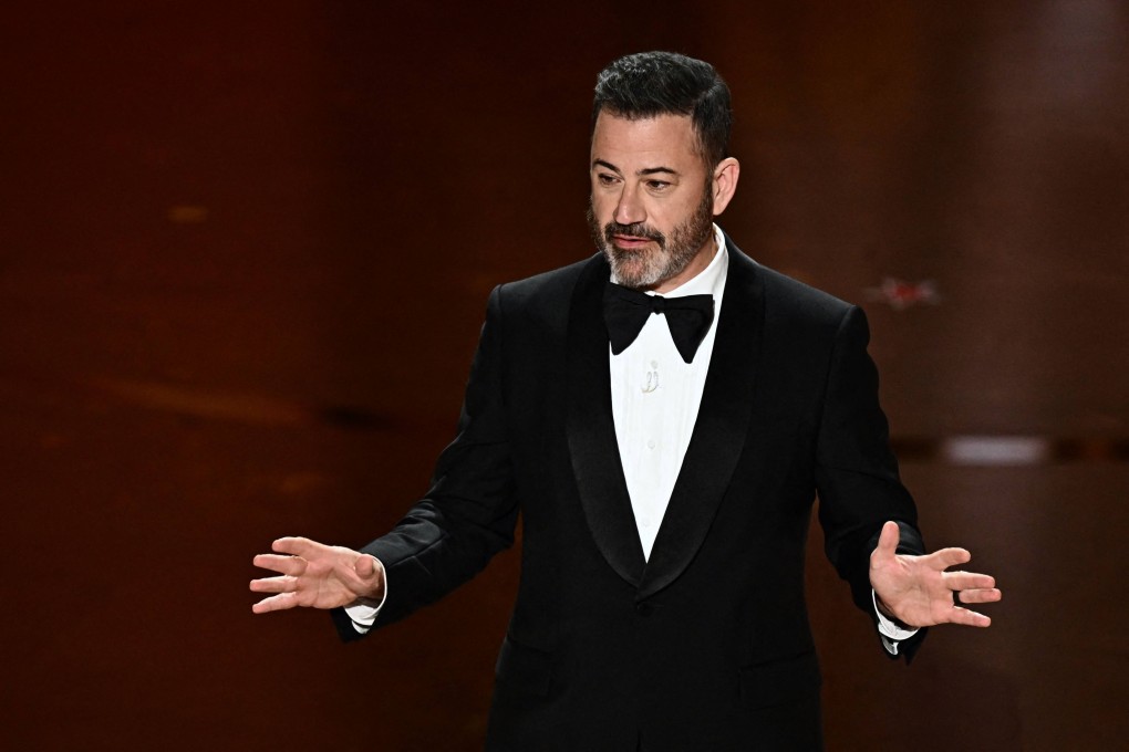 TV host Jimmy Kimmel speaks during the 96th Academy Awards in California last year. Photo: AFP