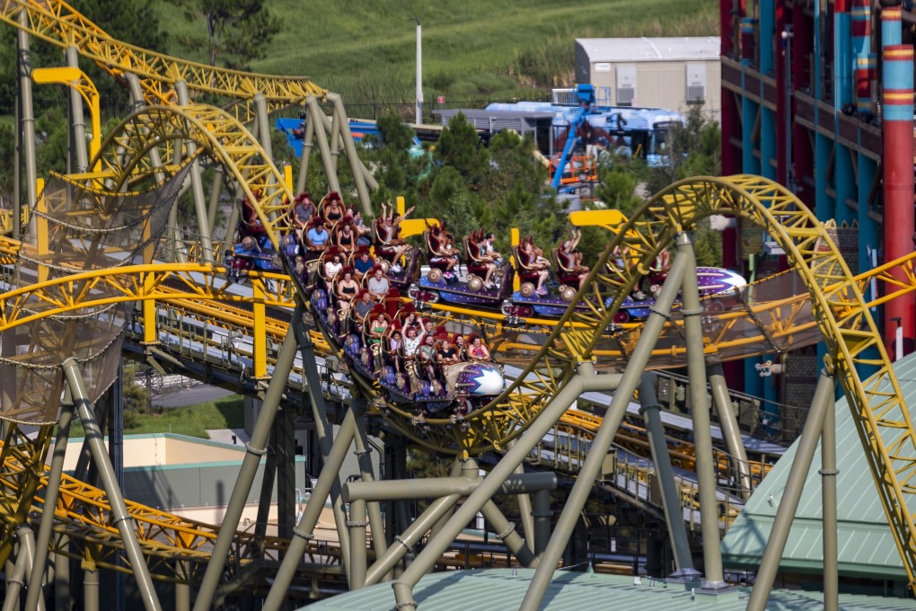 Theme park guests ride Stardust Racers within Celestial Park at Universal Epic Universe in Florida. Photo: TNS
