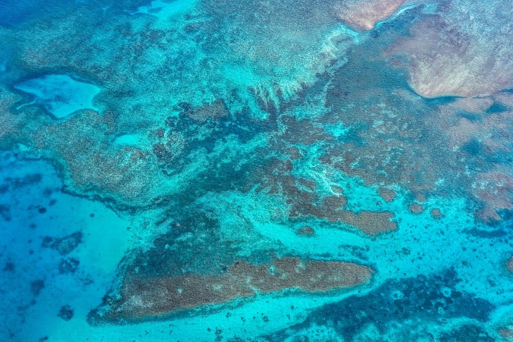 A March 26 drone photo of the reefs in Scarborough Shoal, which China calls Huangyan Island and the Philippines calls Panatag Shoal. Photo: Xinhua