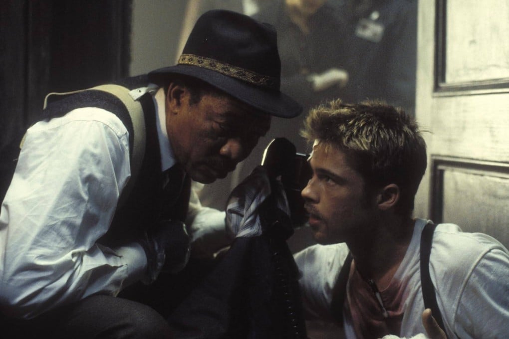 Morgan Freeman (left) and Brad Pitt in a still from Seven (1995). Photo: Warner Bros Entertainment