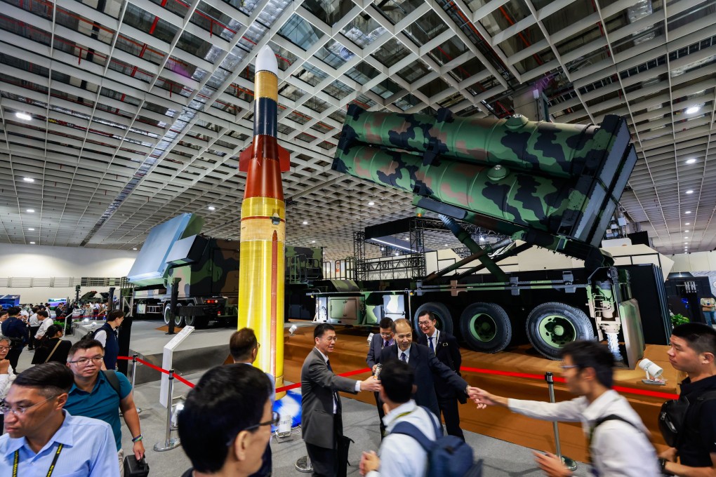 The biennial Taipei Aerospace & Defence Technology Exhibition, featuring over 400 exhibitors from 14 countries, has taken on added significance this year amid heightened cross-strait tensions and Taiwan’s drive to expand its defence industry. Photo: EPA