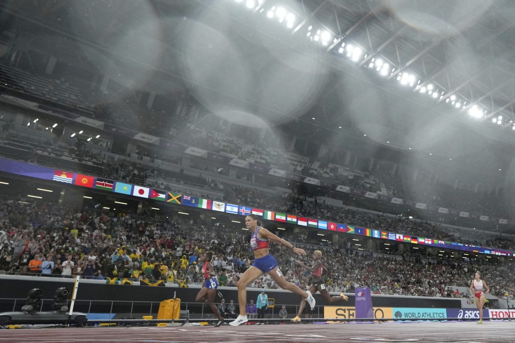 United States’ Sydney McLaughlin-Levrone wins the women’s 400 meters final at the World Athletics Championships. Photo: AP