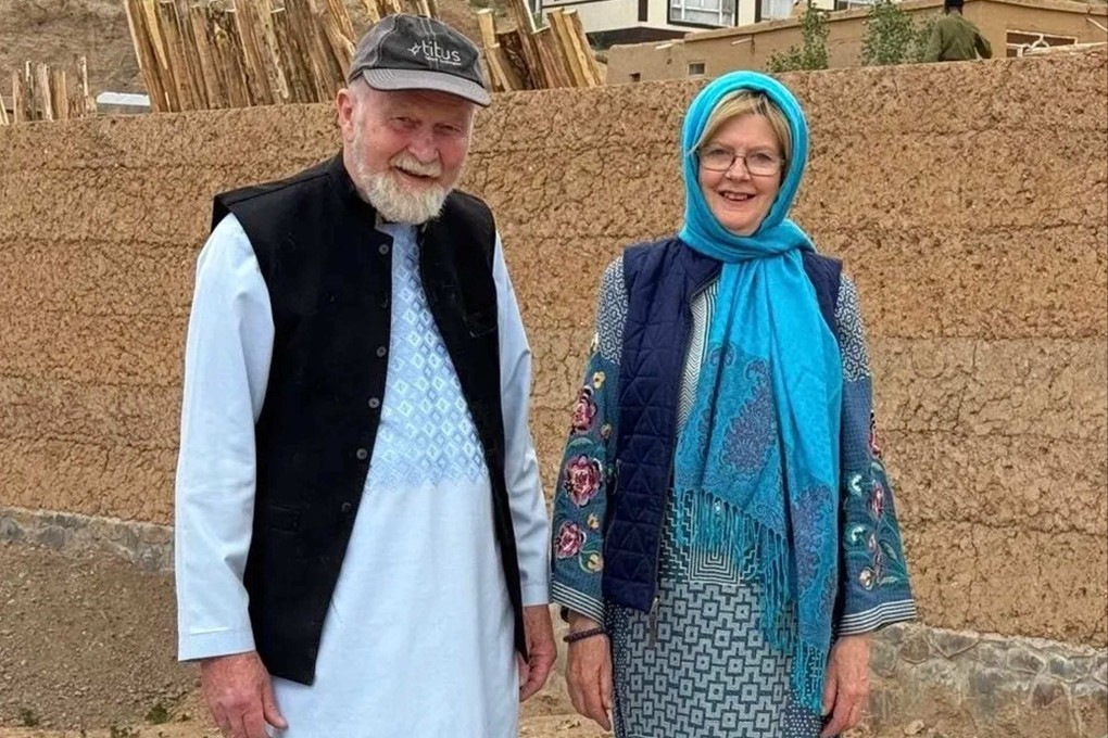 Peter and Barbie Reynolds at an unknown location. The British couple have been freed in Afghanistan after several months in detention following mediation by Qatar. Photo: AFP/Family handout