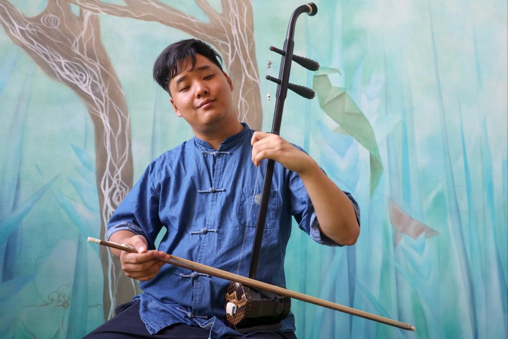 Yang Enhua plays the erhu. The visually impaired Chinese musician – who recently placed as a top 10 finalist in New York – talks to the Post about overcoming challenges and spreading traditional Chinese music around the world. Photo: Edmond So