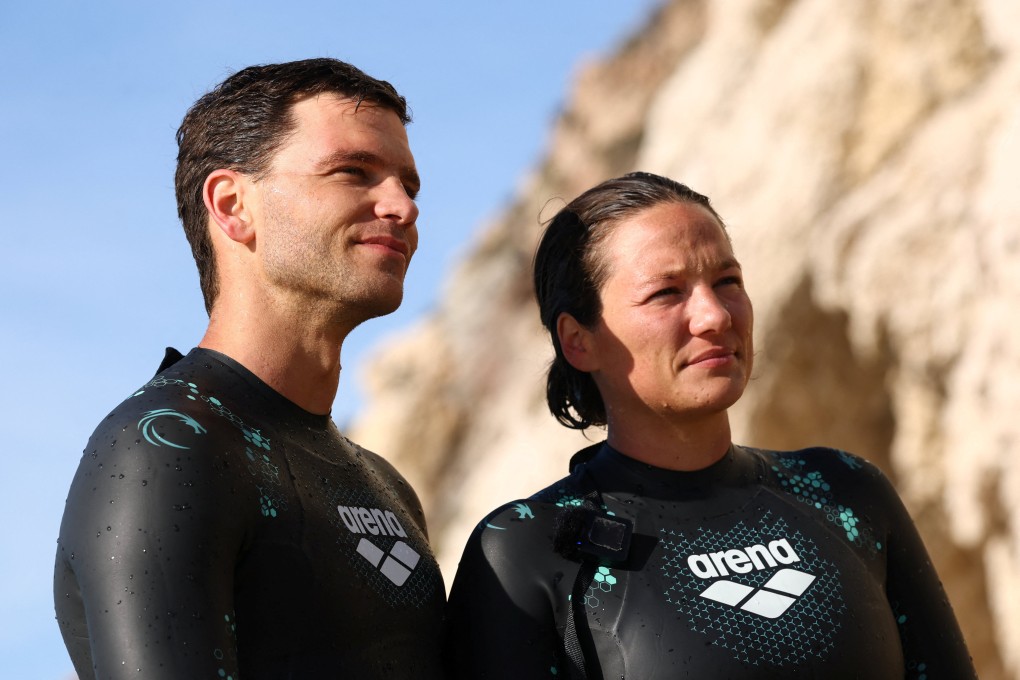 French swimmers and ‘eco-adventurers’ Chloe Leger Witvoet (right) and Matthieu Witvoet are training for a three-month swim across the Atlantic. Photo: Reuters