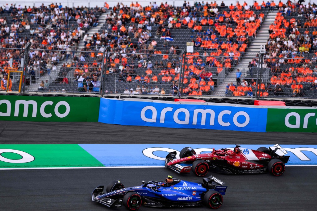 Williams’ Carlos Sainz passes Ferrari’s Charles Leclerc during practice at last month’s Dutch Grand Prix. Photo: AFP