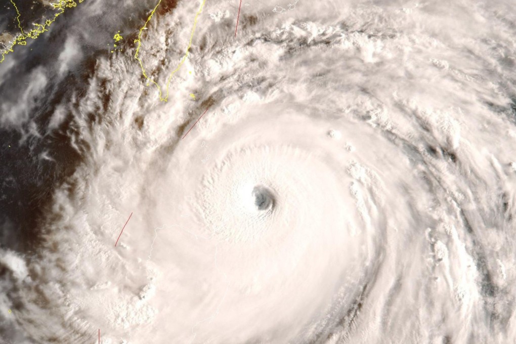 A cloud map from the Fengyun-4 satellite shows Super Typhoon Ragasa, which is expected to make landfall in China on Wednesday. Photo: handout