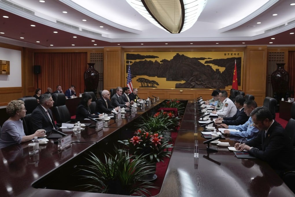 Chinese Defence Minister Dong Jun meets members of the US Congress on Monday. Photo: EPA