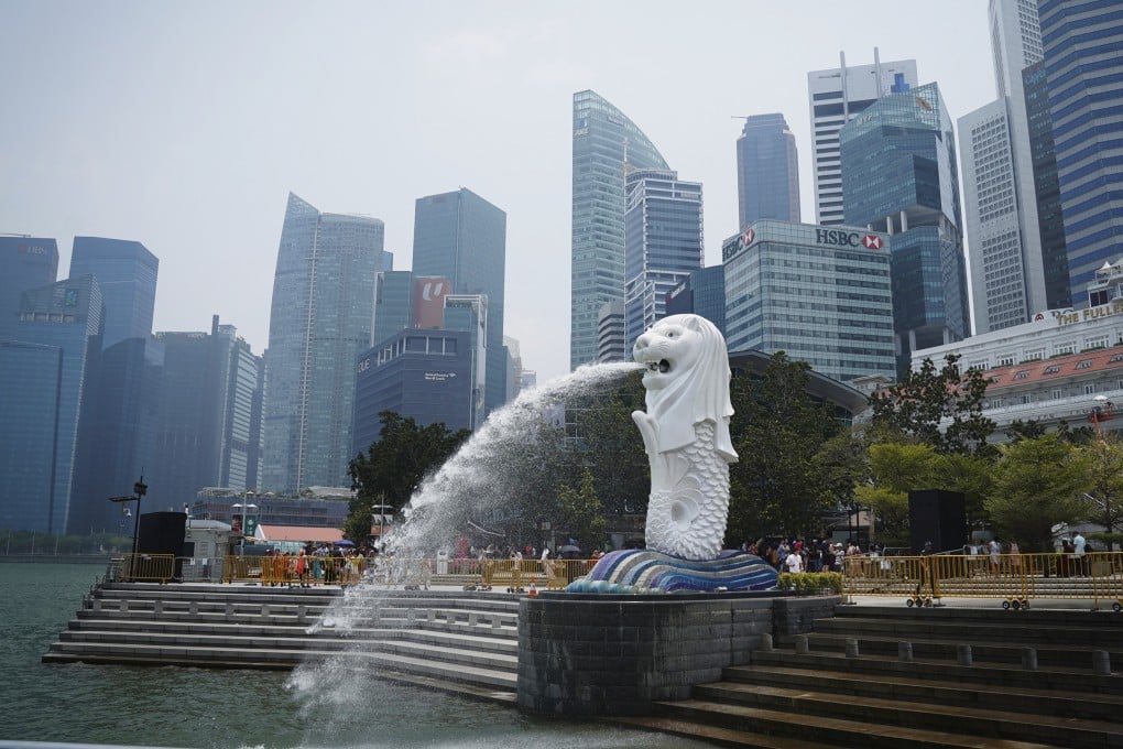 The Merlion statue spouts water in the business district in Singapore. The city state is preparing to execute a Malaysian man for drug trafficking this week. Photo: AP