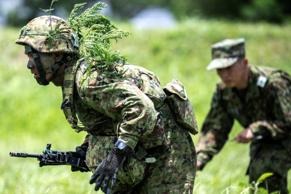 Members of the Japan Ground Self-Defence Force take part in an exercise at Camp Naha in Okinawa prefecture. Photo: AFP