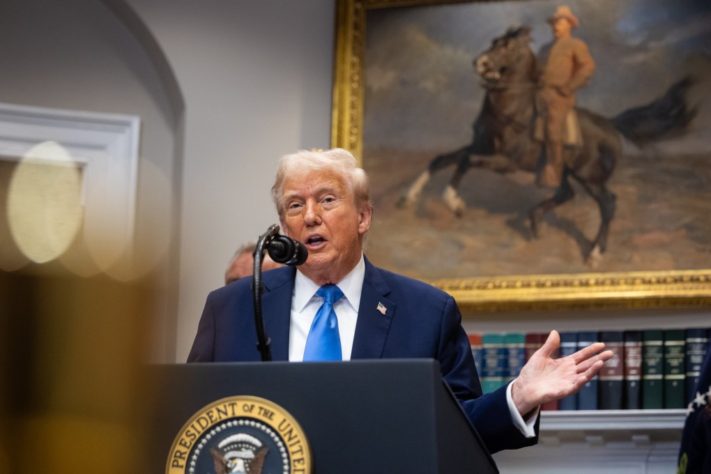 US President Donald Trump in the Roosevelt Room at the White House in Washington on Monday. Photo: EPA