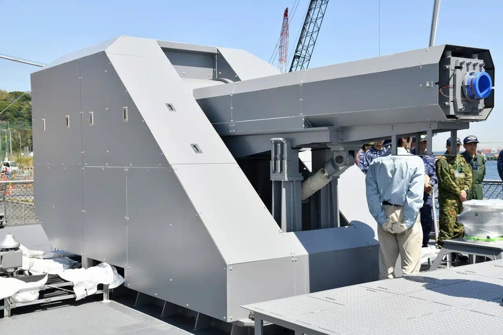 A rail gun developed by Japan’s Acquisition, Technology and Logistics Agency. Photo: JMSDF