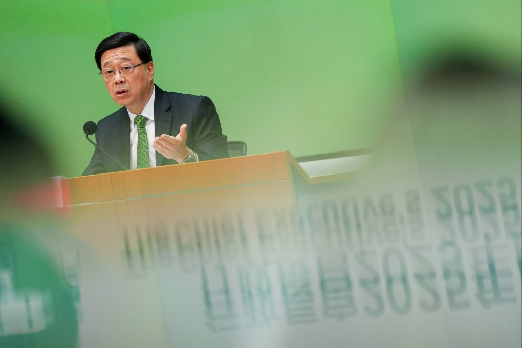 Hong Kong Chief Executive John Lee Ka-chiu attends a press conference on September 17 following his policy address. The policy address declared AI a “core industry”. Photo: Elson Li