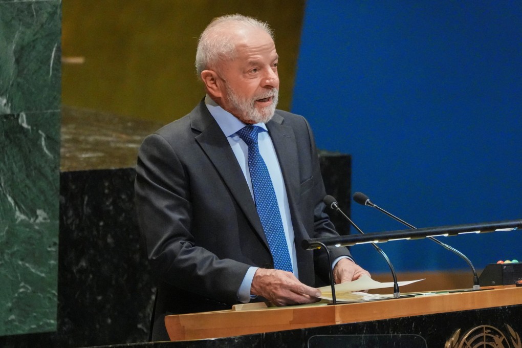Brazilian President Luiz Inacio Lula da Silva addresses delegates at the UN General Assembly on Monday in New York. Photo: Reuters