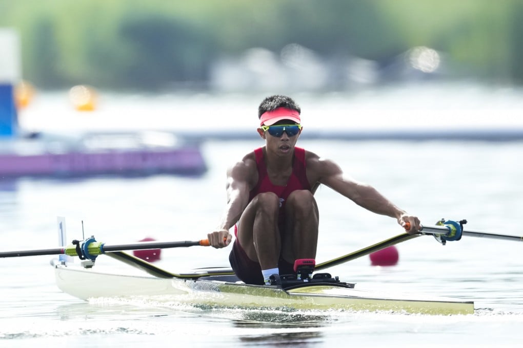 Chiu Hin-chun posted the fourth fastest time in Tuesday’s heats for the men’s lightweight single sculls. Photo: AP