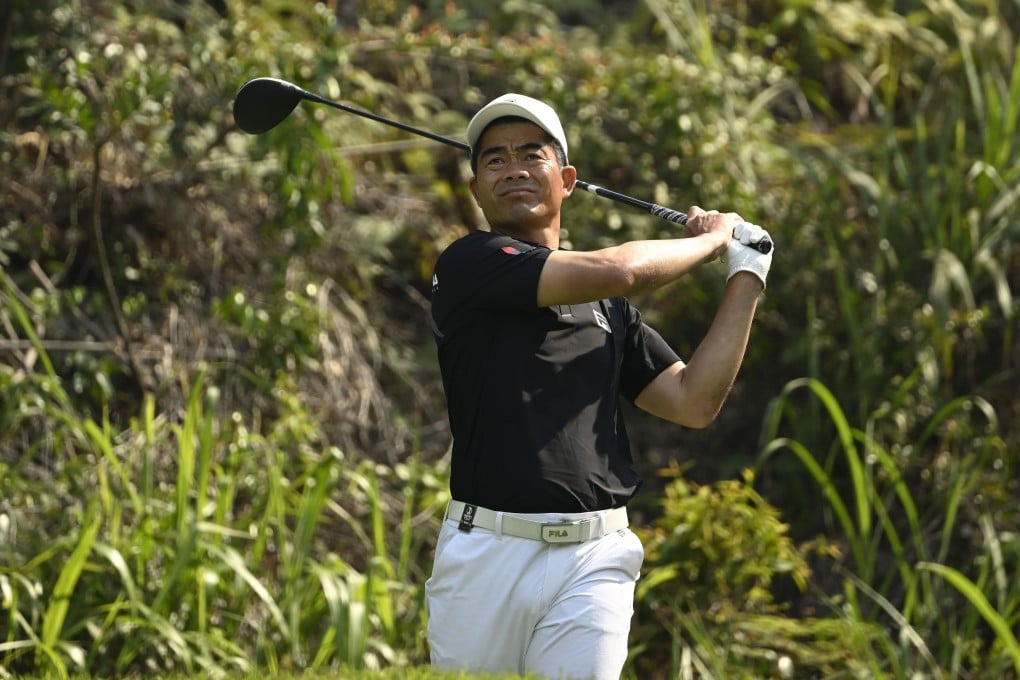 Liang Wenchong watches his drive during the 2025 International Series Macau. Photo: Asian Tour.