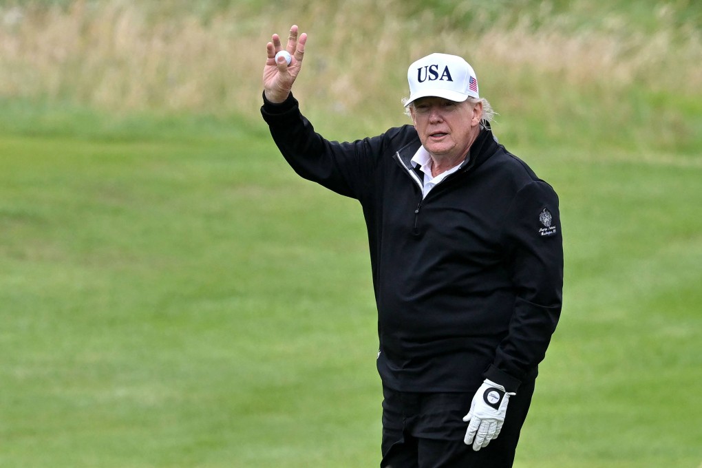 US President Donald Trump, a well-known golf fan, playing a round at the Trump Turnberry course during his visit to Scotland in July. Photo: AFP