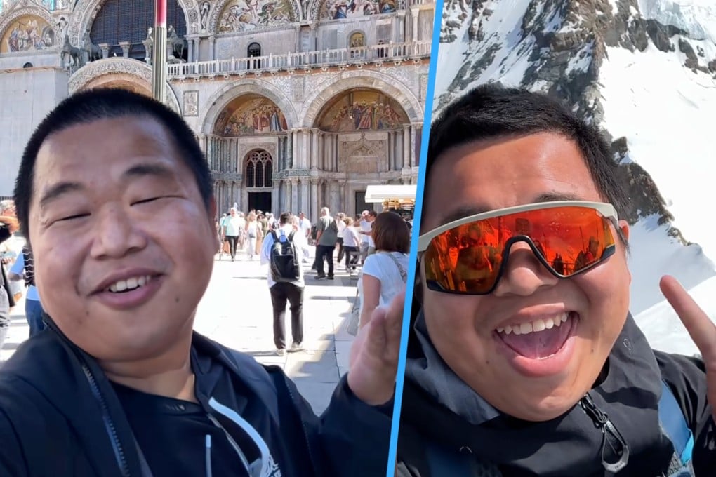 A Chinese travel blogger, dubbed the “ambassador of freedom,” goes from working class poverty to money-making influencer with millions of followers. Photo: SCMP composite/Douyin