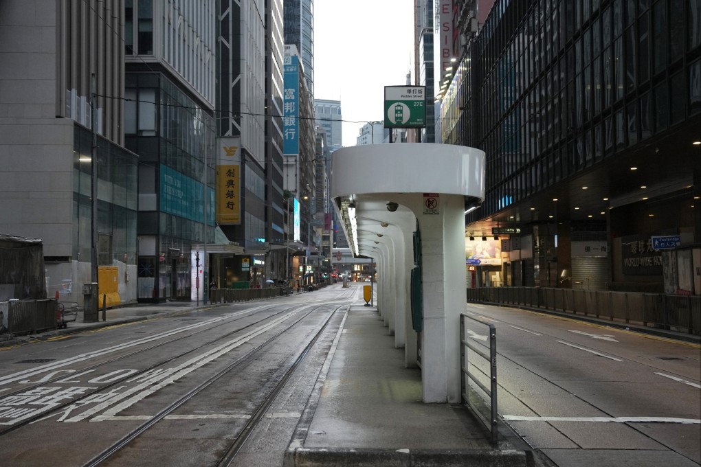 A street in Central is deserted as Typhoon Ragasa bears down on Hong Kong on September 23, 2025. Photo: Karma Lo