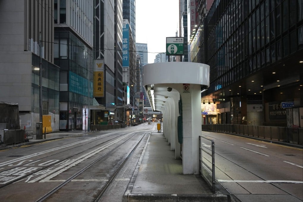 A street in Central is deserted as Typhoon Ragasa bears down on Hong Kong on September 23, 2025. Photo: Karma Lo