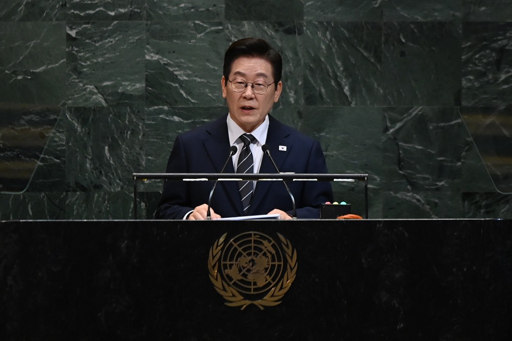 South Korean President Lee Jae-myung speaks before the UN General Assembly in New York on Tuesday. Photo: Xinhua