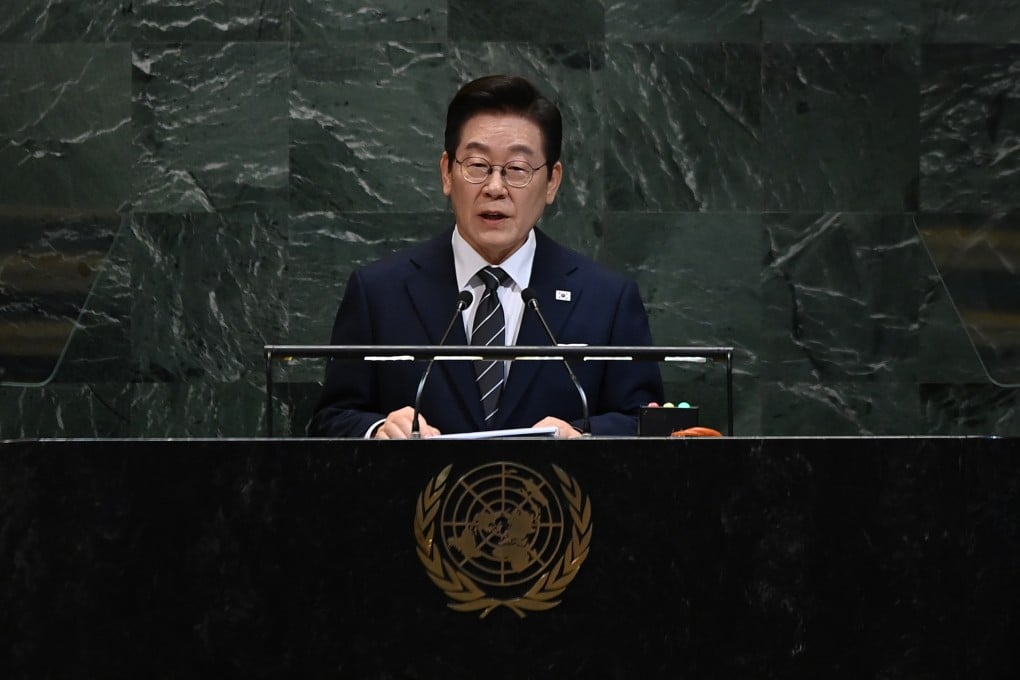 South Korean President Lee Jae-myung speaks before the UN General Assembly in New York on Tuesday. Photo: Xinhua