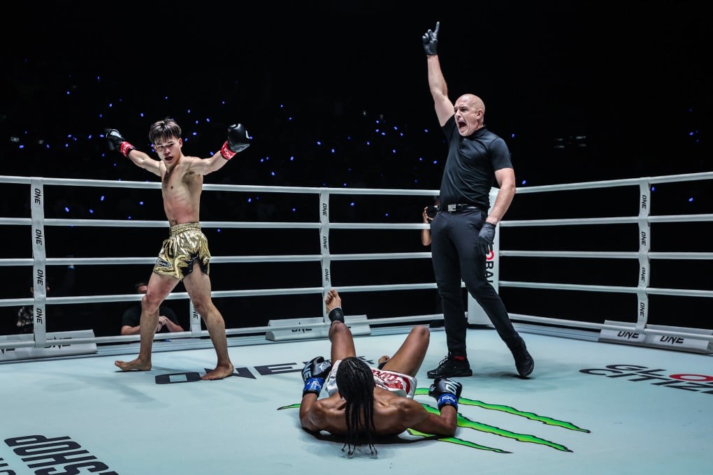 Hyu Iwata stopped Jordan Estupinan in the third round of their flyweight kickboxing bout at ONE Fight Night 35. Photo: ONE Championship