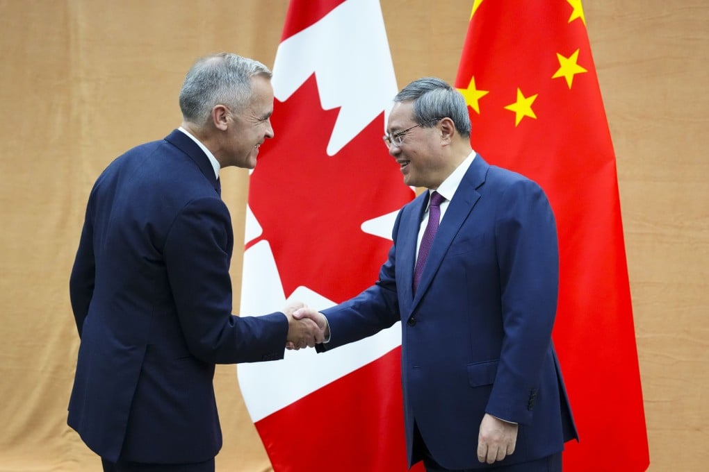 Canadian Prime Minister Mark Carney and Chinese Premier Li Qiang meet in New York on Tuesday. Photo: Canadian Press via ZUMA Press/dpa
