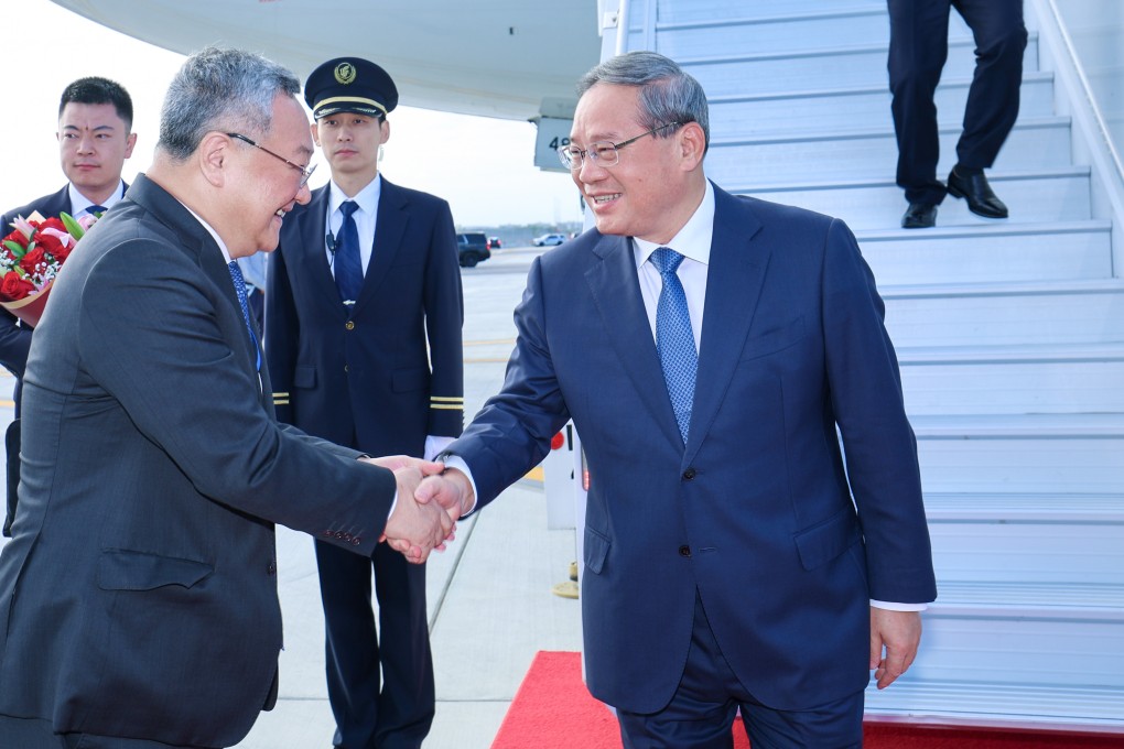 Chinese Premier Li Qiang (right) arrives in New York on Monday to attend the UN General Assembly. Photo: Xinhua