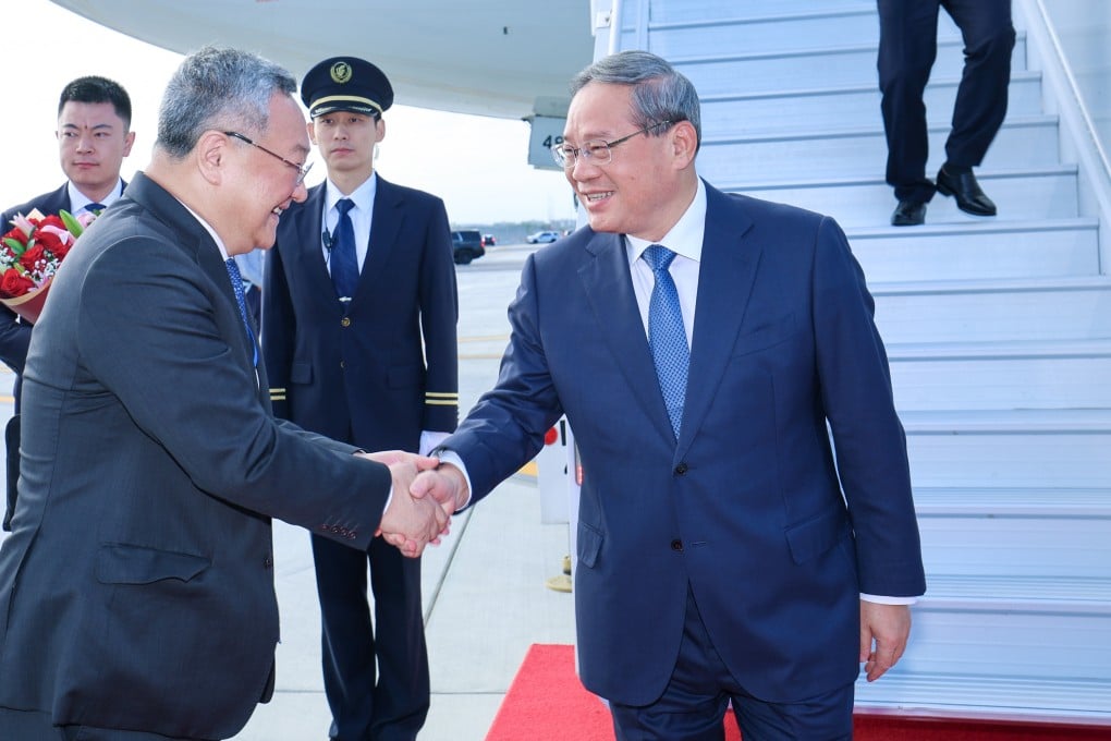 Chinese Premier Li Qiang (right) arrives in New York on Monday to attend the UN General Assembly. Photo: Xinhua