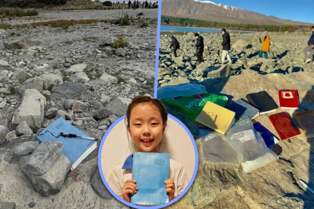 A six-year-old Chinese girl left her diary in New Zealand and it became a message book for tourists from around the world. Photo: SCMP composite/RedNote/Facebook@KateTravel New Zealand