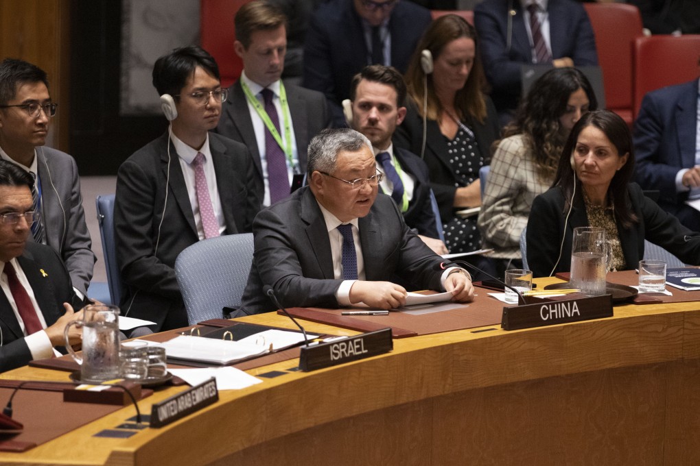 Fu Cong (centre), China’s permanent representative to the United Nations, speaks at an emergency meeting of the Security Council at the UN headquarters in New York on September 11. Photo: Xinhua