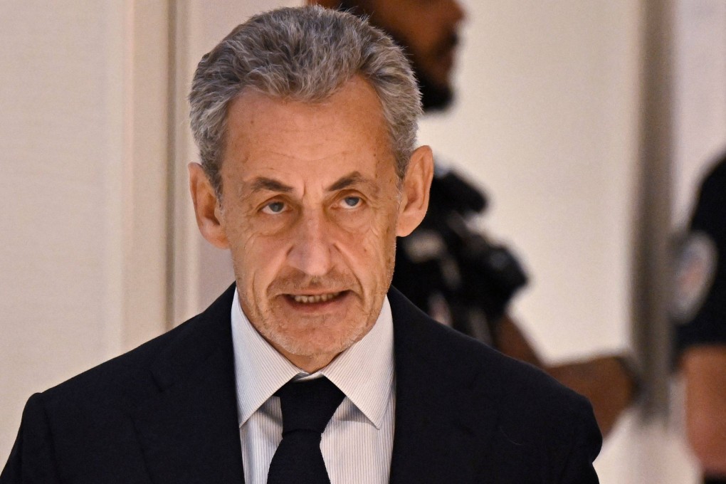 Former French president Nicolas Sarkozy arrives for the verdict in his trial for illegal campaign financing from Libya for his successful 2007 presidential bid, at a Paris court on Thursday. Photo: AFP