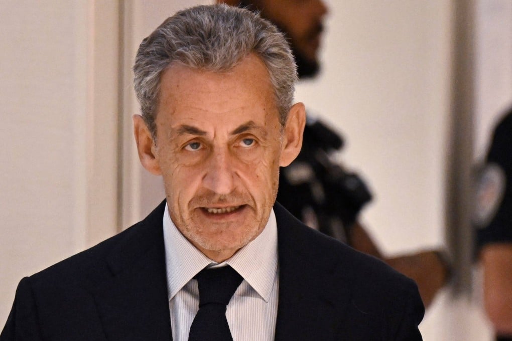 Former French president Nicolas Sarkozy arrives for the verdict in his trial for illegal campaign financing from Libya for his successful 2007 presidential bid, at a Paris court on Thursday. Photo: AFP