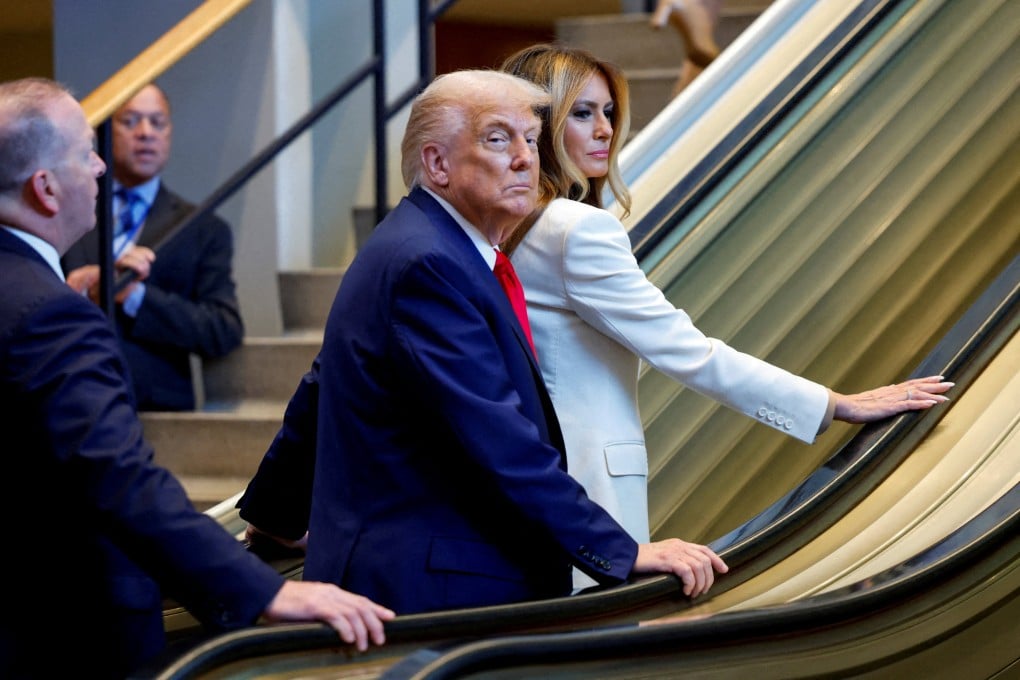 US President Donald Trump and first lady Melania Trump ride an escalator as they arrive to attend the 80th United Nations General Assembly in New York on Tuesday. Photo: Reuters