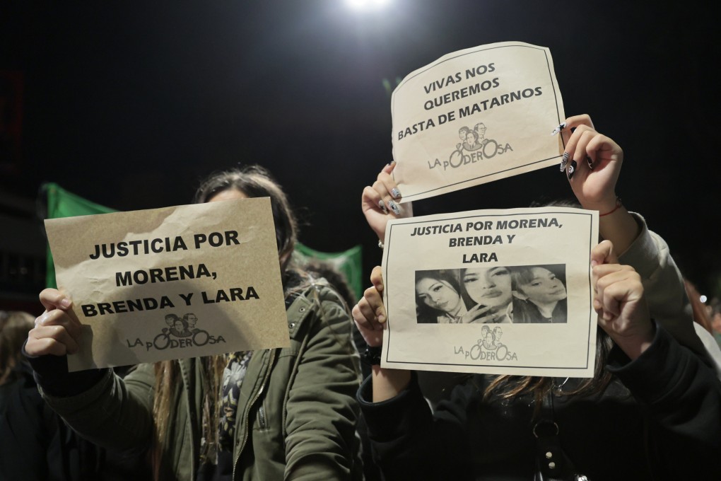 People protest against the killings in Buenos Aires, Argentina, on Wednesday. Photo: EPA