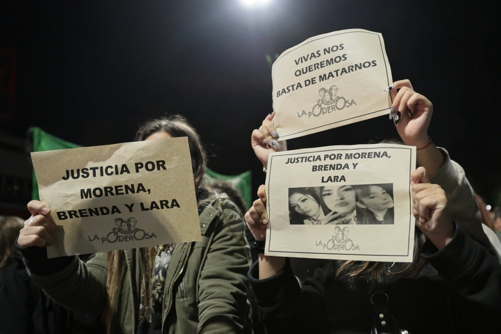 People protest against the killings in Buenos Aires, Argentina, on Wednesday. Photo: EPA