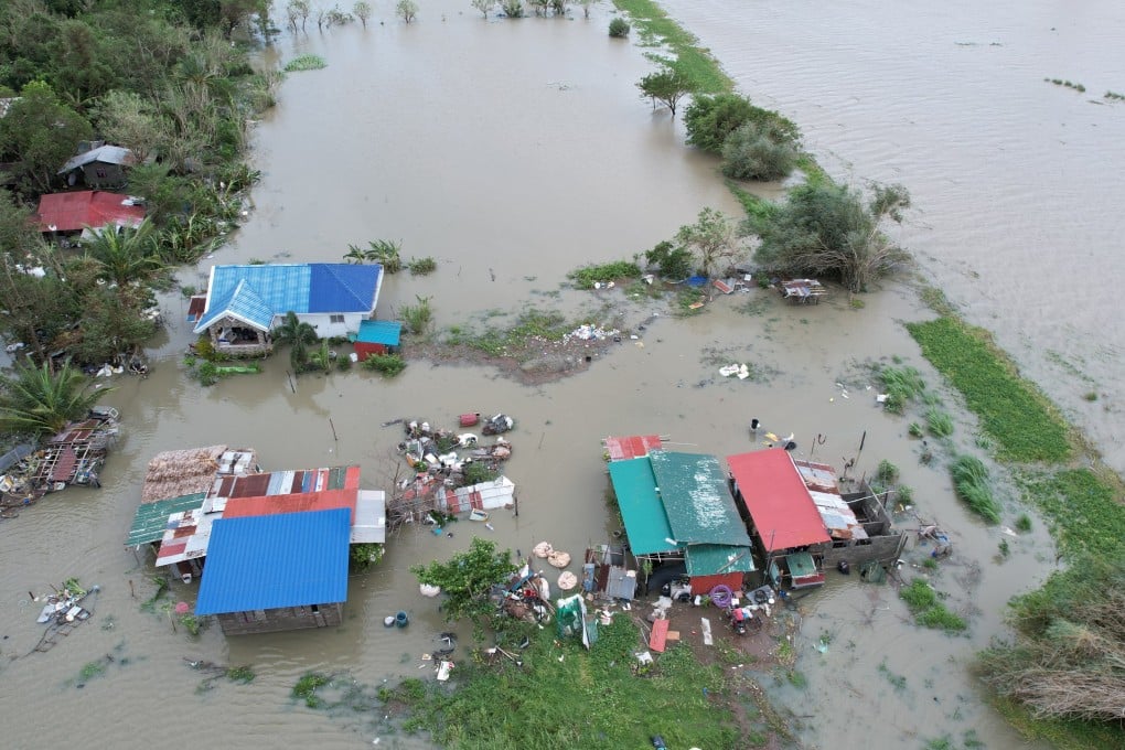 Flooded homes in the typhoon-hit town of Burgos, Ilocos Norte province, Philippines, on Tuesday. Photo: EPA